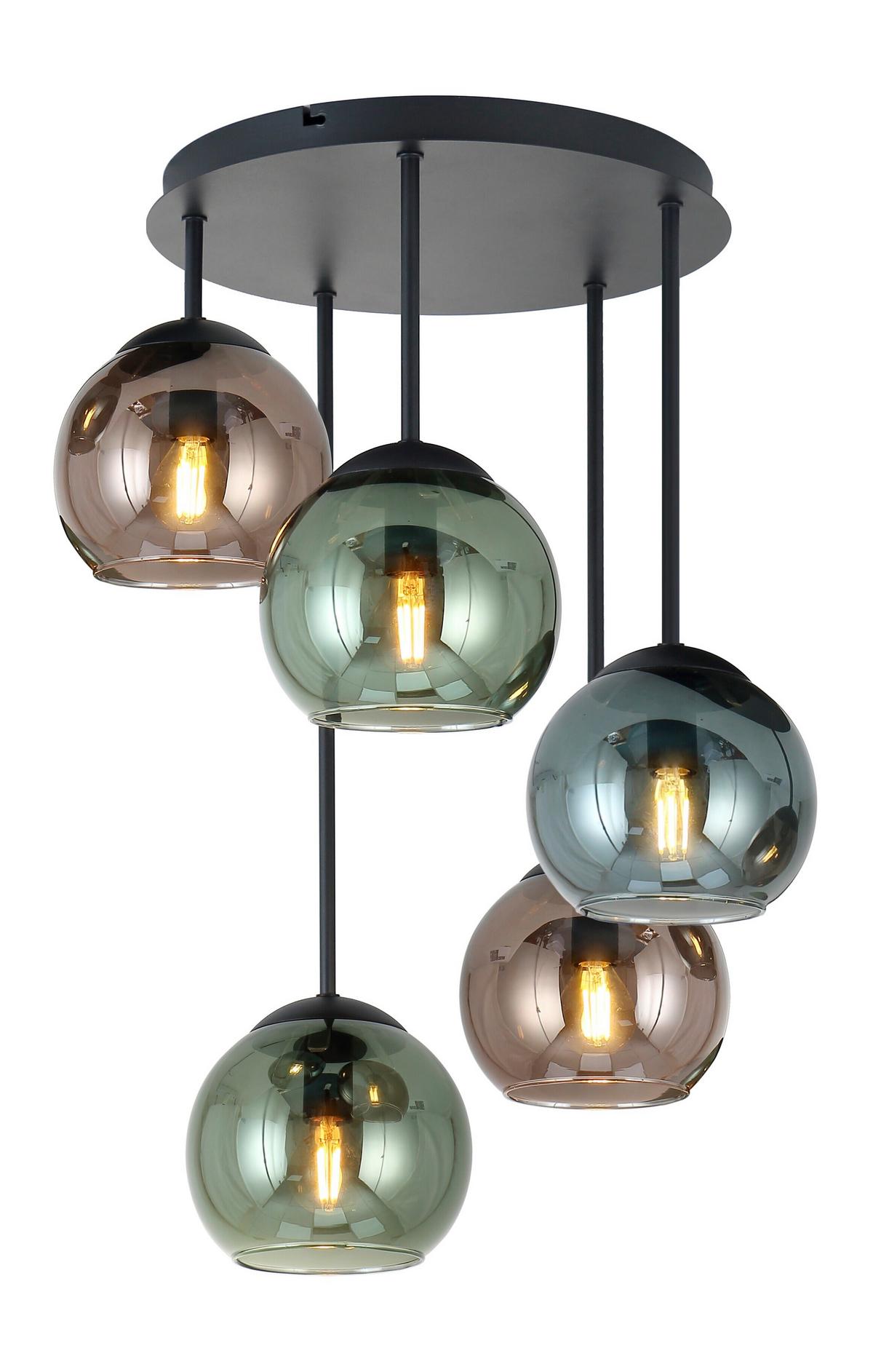 Deckenleuchte Gren Multicolor max. 25 Watt - Blau/Rot, MODERN, Glas/Metall (40/58,8cm)