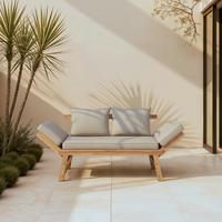 Gartenliege Pia Grau Akazie/Outdoorstoff - Grau/Akaziefarben, MODERN, Holz/Textil (190/75/68cm) - Bessagi Garden