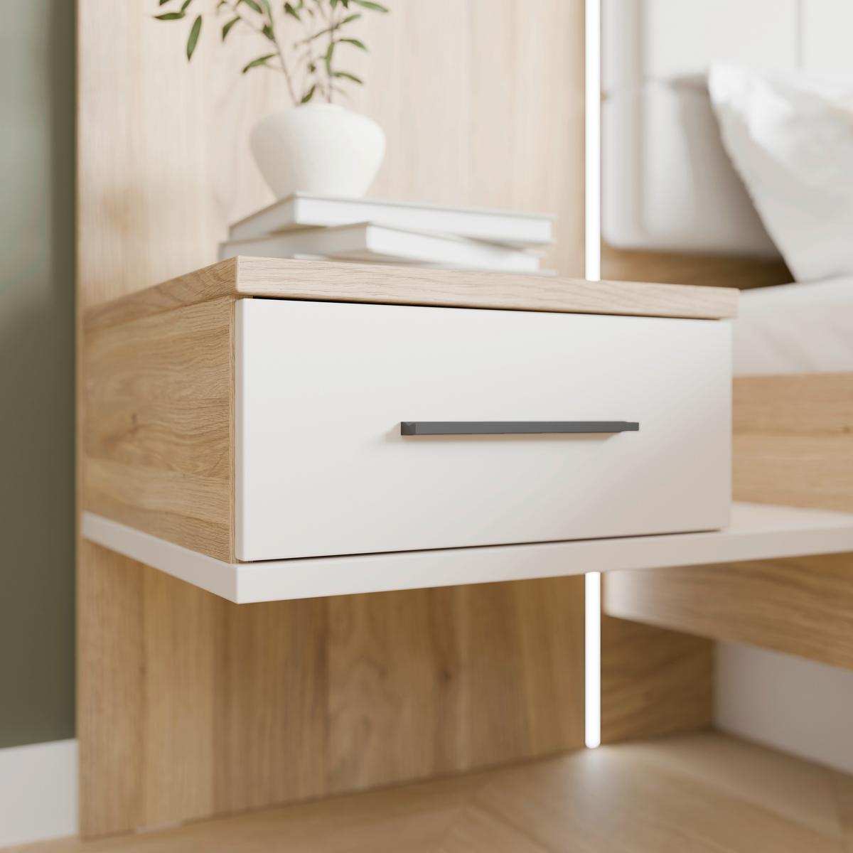 Noćni Ormarić Bellevue - siva/boje hrasta, Konvencionalno, drvni materijal/plastika (57,3/95,5/47,4cm) - Modern Living