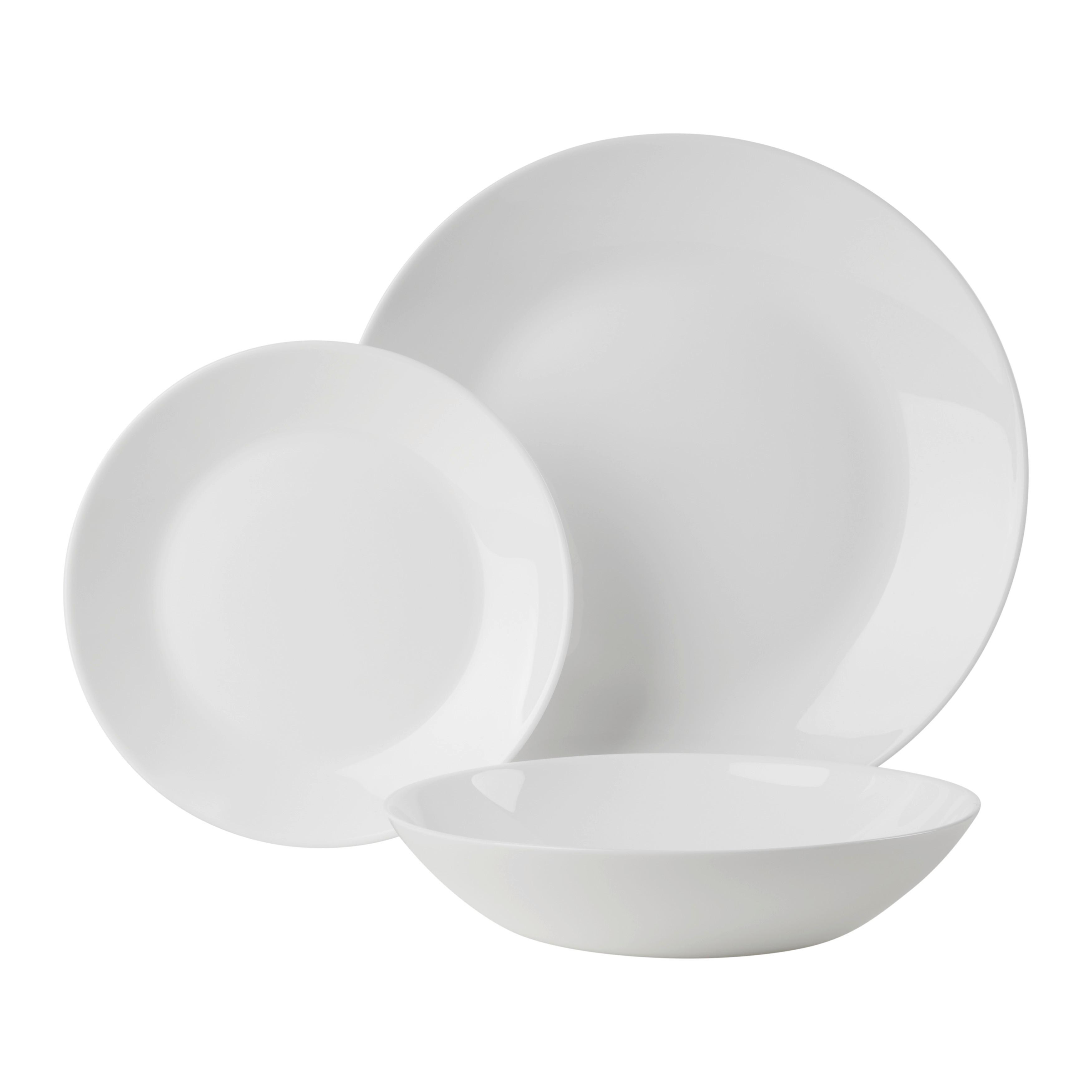 Tafelservice Brigitte in Weiss, 12-teilig - Weiss, Konventionell, Glas - Based