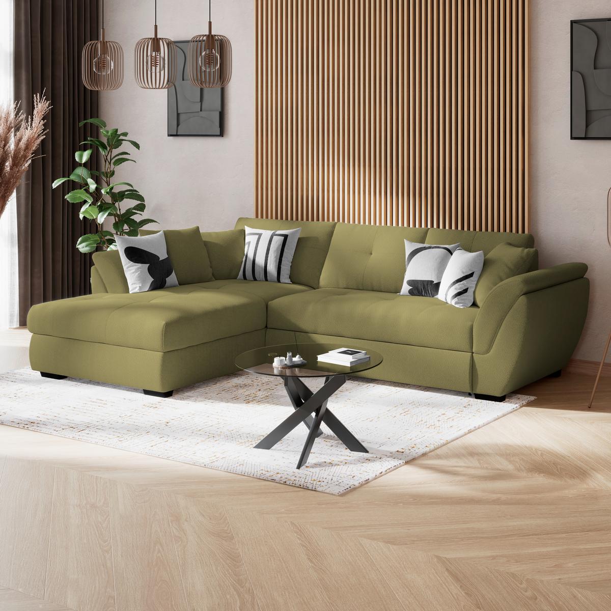 Kutna Garnitura Berisso - zelena/crna, Konvencionalno, tekstil/plastika (187/278cm) - Ondega