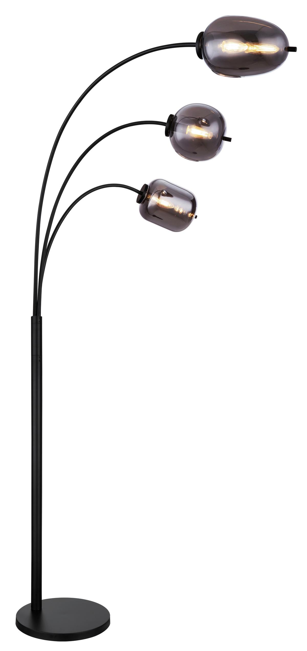 BOGENLEUCHTE 15345-3S  BLACKY - Schwarz/Grau, Design, Glas/Metall (80/60/175cm)