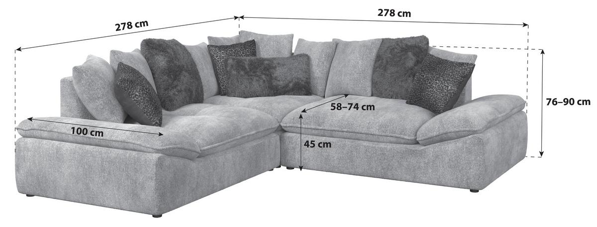 Colțar Diun - antracit/negru, Trend, textil (278/278cm) - Luca Bessoni