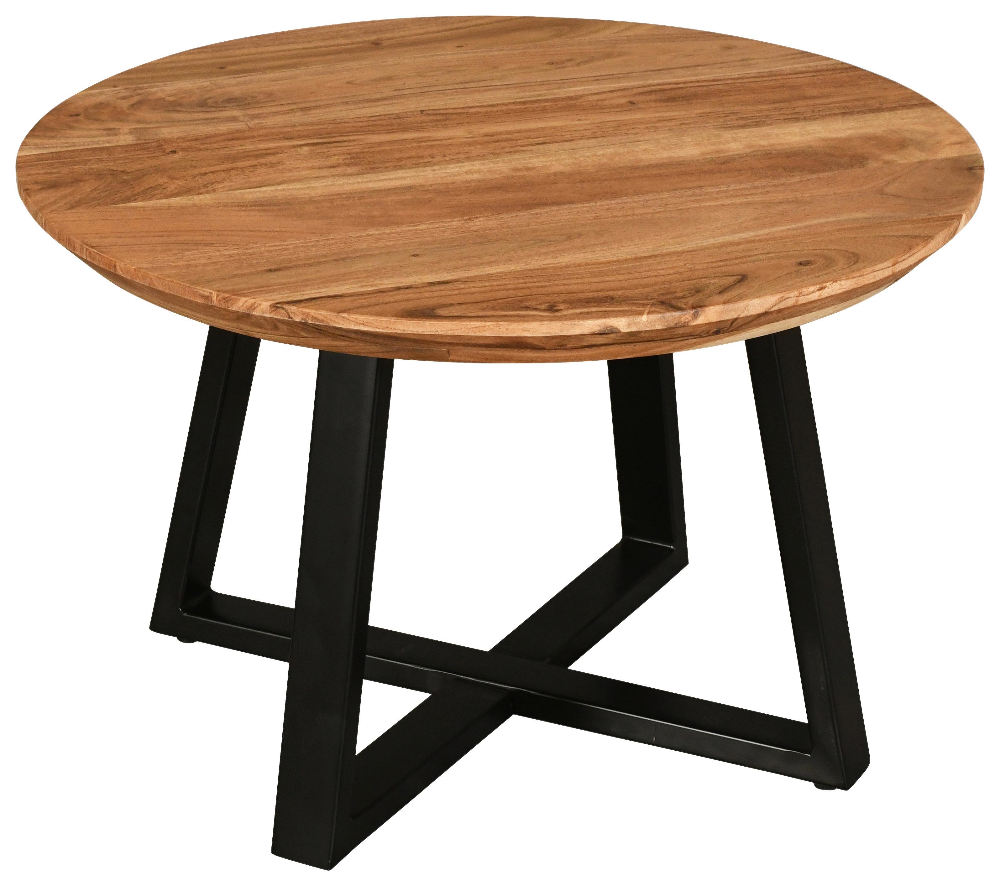 Couchtisch Safaga in Schwarz/Natur - Schwarz/Naturfarben, Natur, Holz/Metall (70/70/45cm) - Zandiara