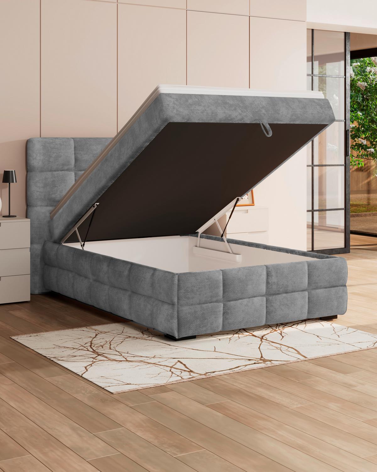 PAT BOX VEGA - verde/gri, Trend, lemn/textil (140/200cm) - Modern Living