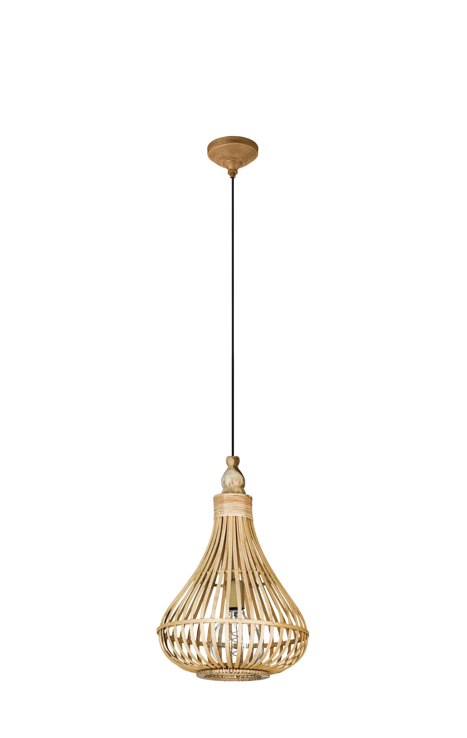 Hängeleuchte 49772*amsfield - Braun, Natur, Holz/Metall (35/110cm) - Eglo