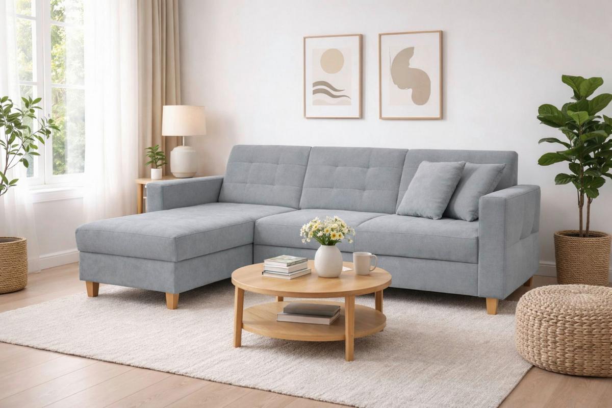 Kutna Garnitura Bjorn - siva/prirodne boje, Design, tekstil/drvo (160/231cm) - Luca Bessoni