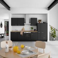 Küchenblock Touch Low m. Geräten Schwarz - Eichefarben/Schwarz, MODERN, Holzwerkstoff/Metall (330cm) - Nobilia
