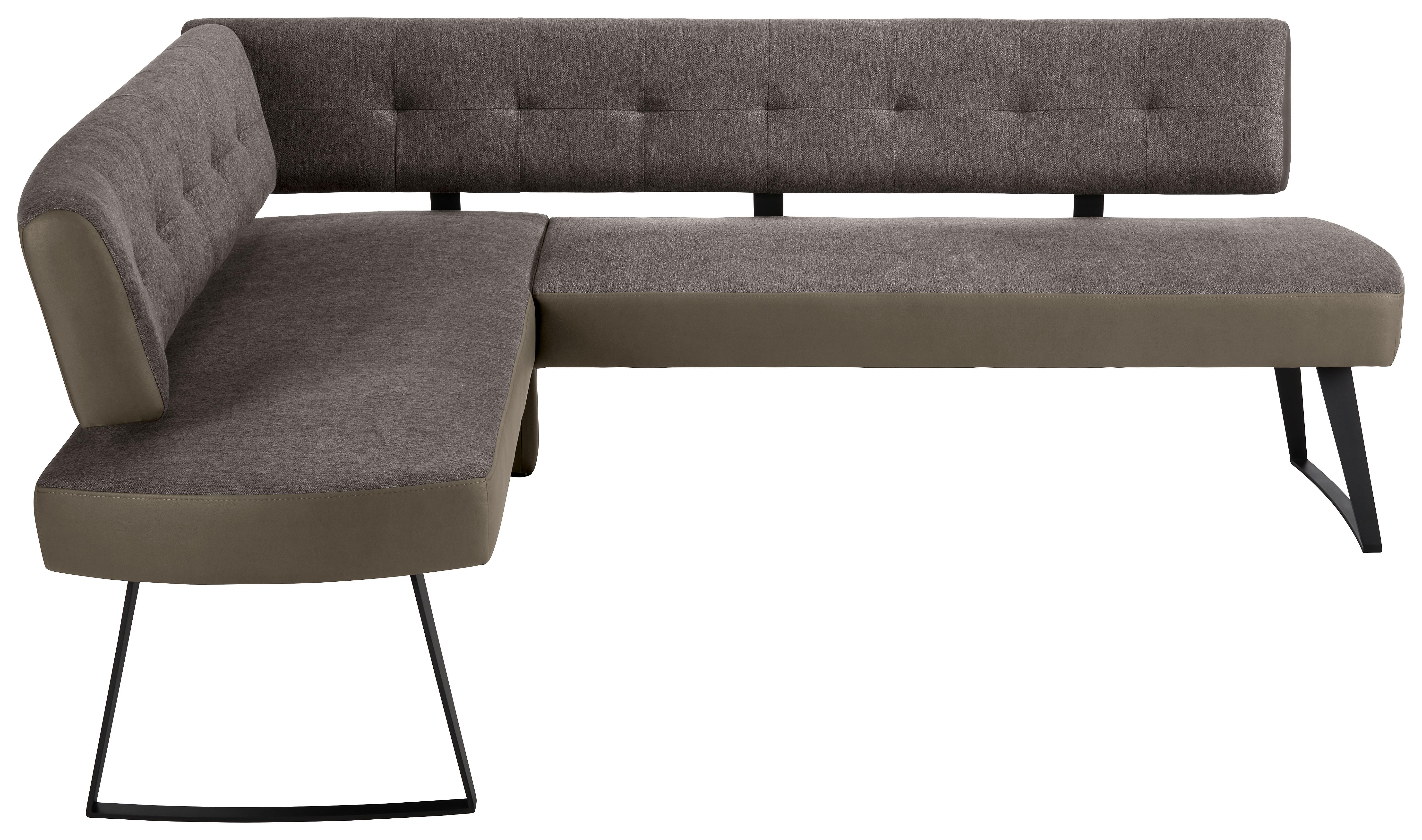Eckbank Storm Rechts in Braun ca. 170x220cm - Schwarz/Braun, Modern, Textil/Metall (170/220cm) - Premium Living