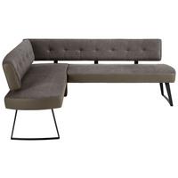 Eckbank Storm Rechts in Braun ca. 170x220cm - Schwarz/Braun, Modern, Textil/Metall (170/220cm) - Premium Living