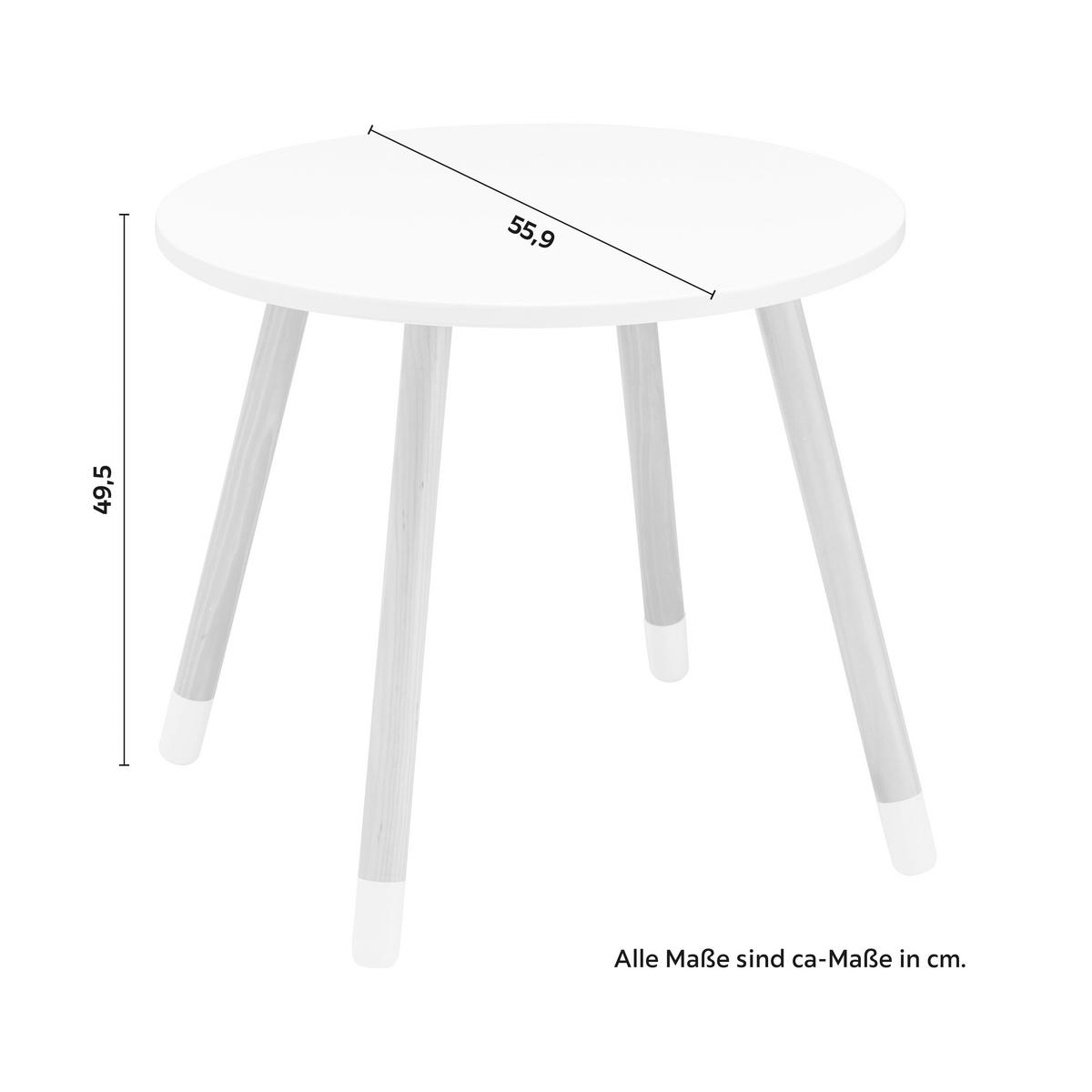 Kindertisch Leni Weiß/ /Pinie Echtholz Ø ca. 55,9 cm - Weiß/Pinienfarben, MODERN, Holz (55,9/55,9/49,5cm) - Bessagi Kids