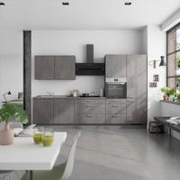 Küchenblock Riva High m. Geräten Schieferfarben - Schieferfarben/Edelstahlfarben, MODERN, Holzwerkstoff/Metall (330cm) - Nobilia