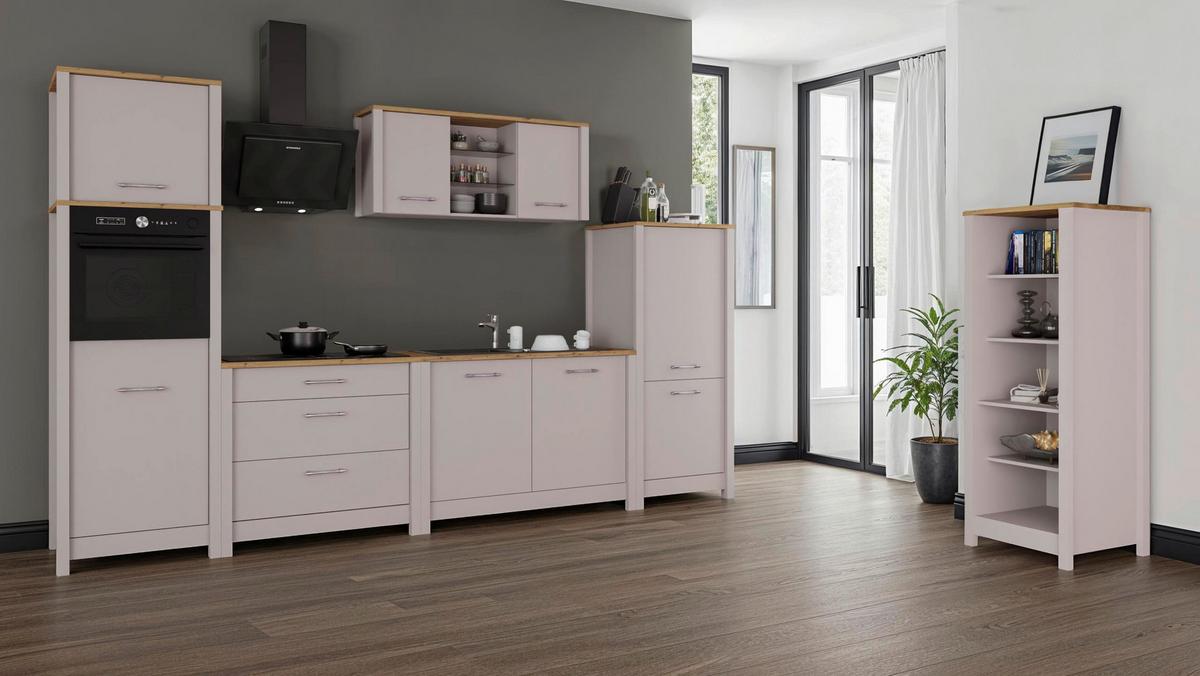 Aufsatzschrank Sardegna Kaschmir/Eiche - Kaschmir/Silberfarben, ROMANTIK / LANDHAUS, Holzwerkstoff/Metall (70/60/60cm) - home24