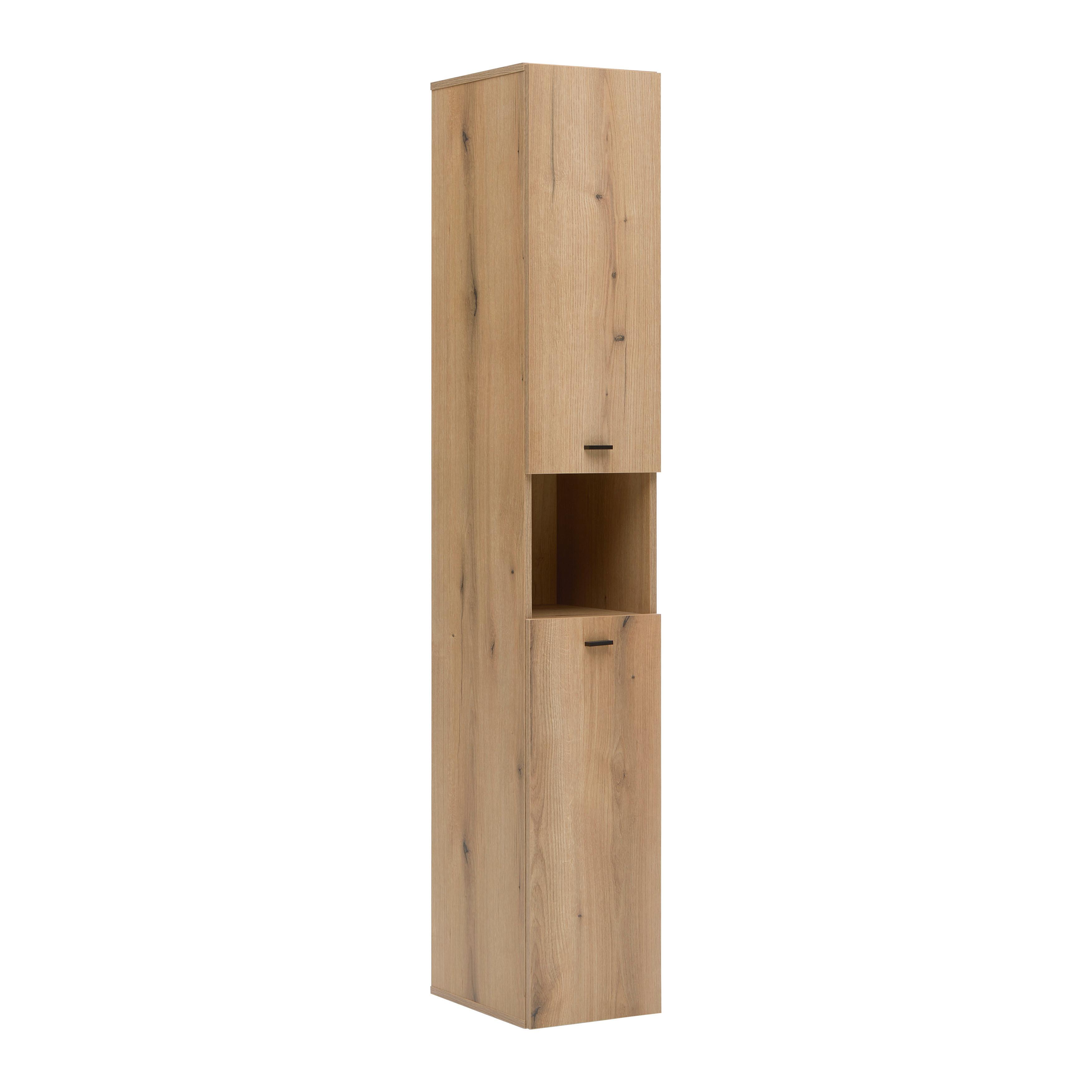 Hochschrank Basix Eichefarben ca. 30x185x39,6cm - Eichefarben/Schwarz, Basics, Holzwerkstoff/Kunststoff (30/185/39,6cm) - Mömax