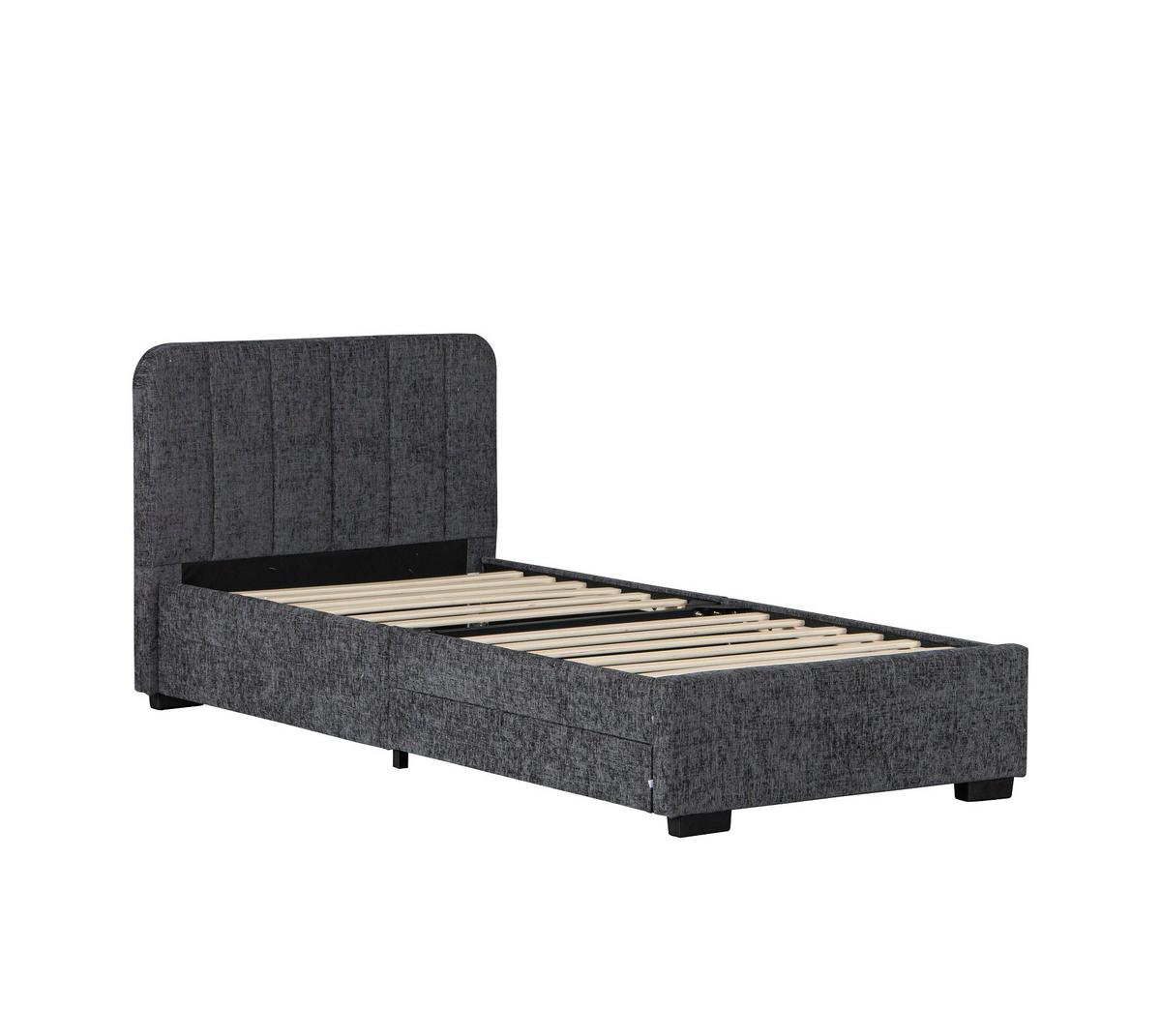 Ágykeret Ágyráccsal Box Space Eco - szürke, Konventionell, faalapú anyag/textil (90/200cm)