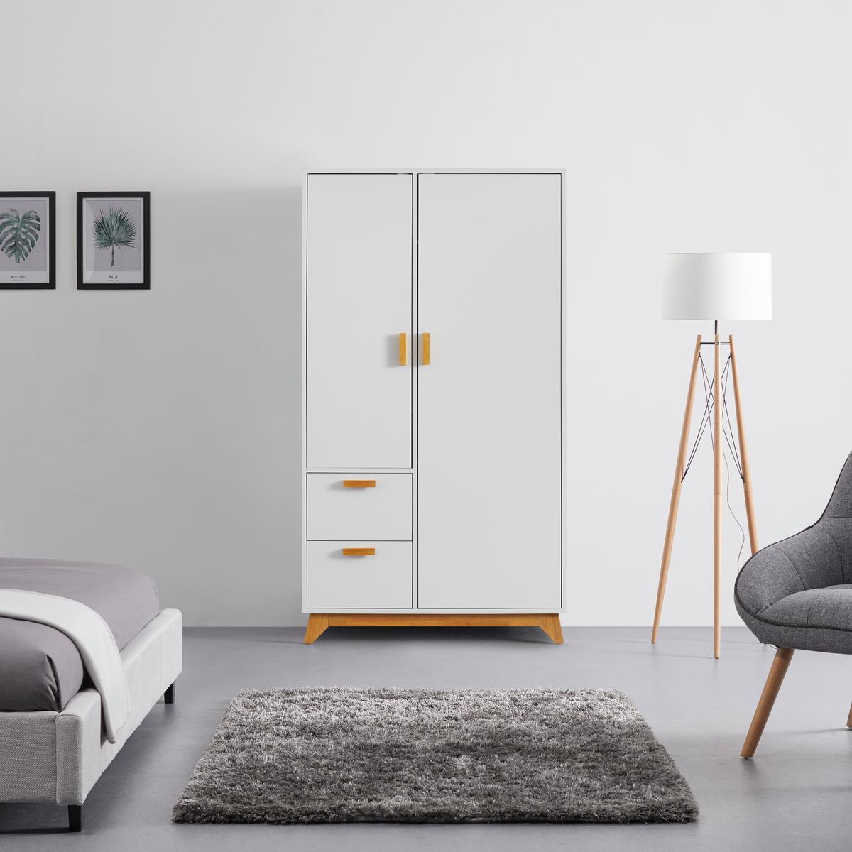 KLEIDERSCHRANK in weiß "Milan" - Weiss/Naturfarben, Modern, Holz (100/180/52cm) - Bessagi Home