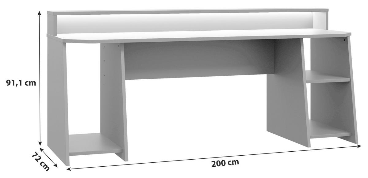Gaming Miza Tezauer, Črna - črna, Moderno, kovina/umetna masa (200/72/91cm) - MID.YOU