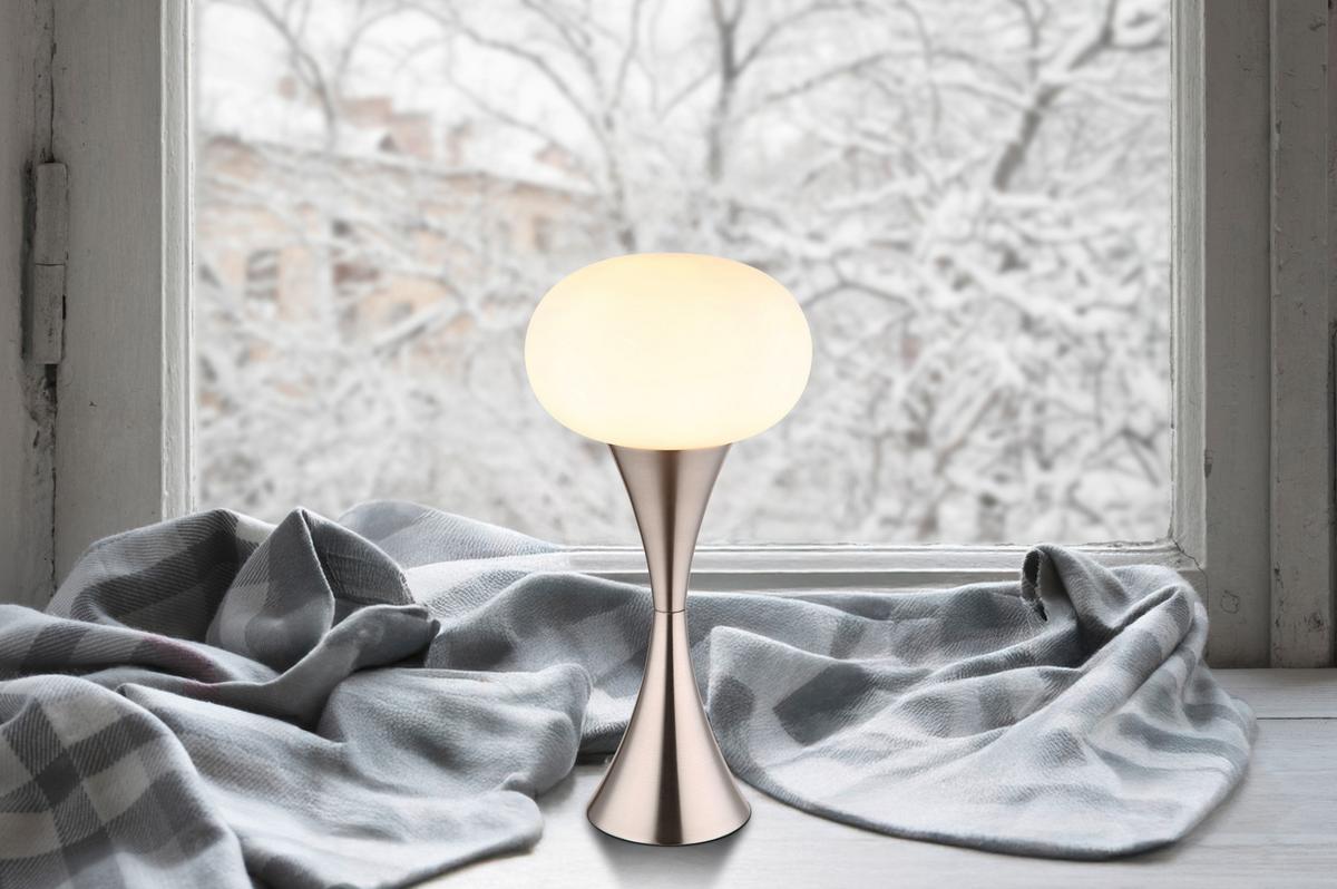 TISCHLEUCHTE 21027N - Opal/Schwarz, Design, Glas/Kunststoff (18/36,9cm) - Globo