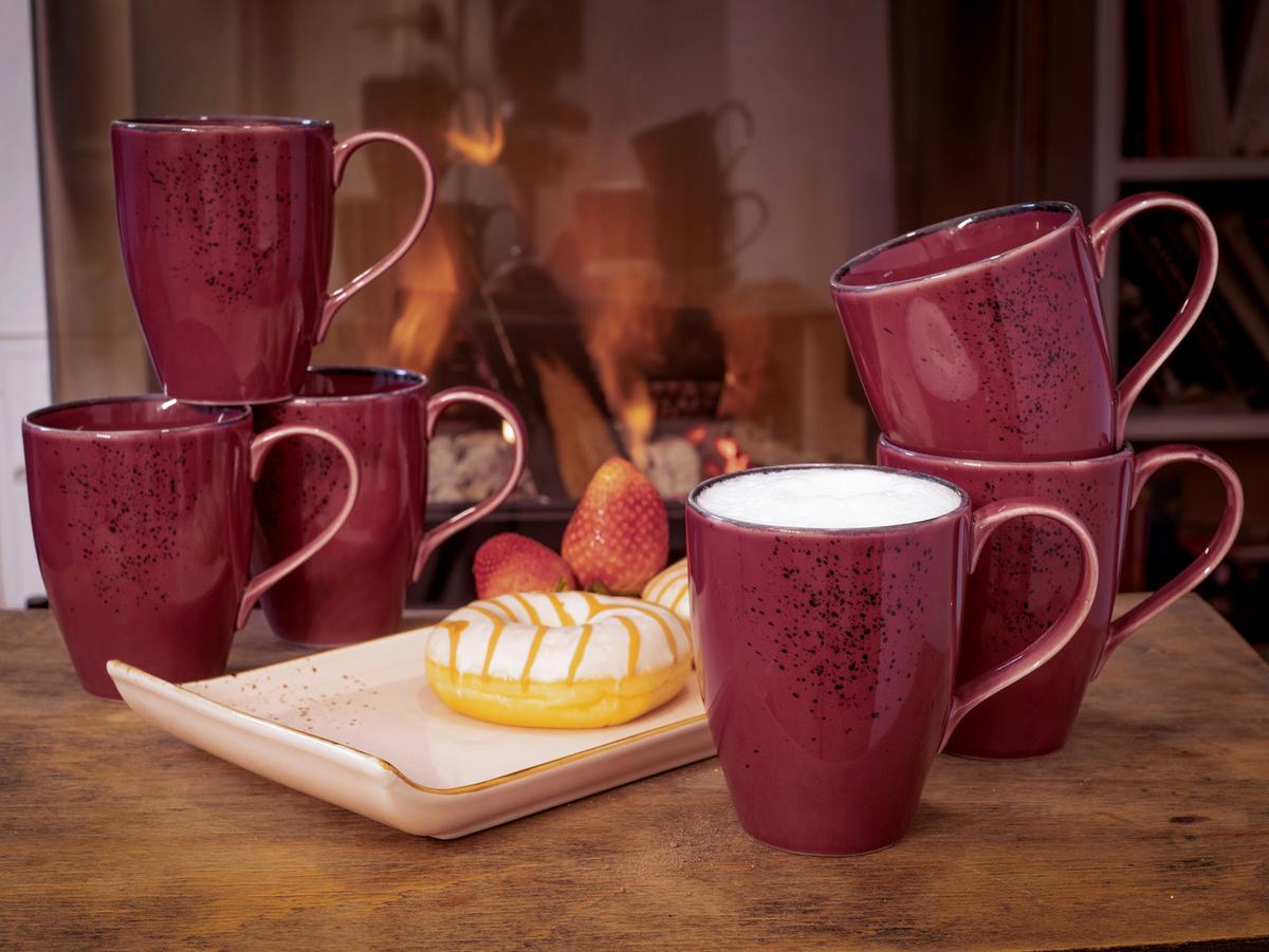 Set Skodelic Berry, 6-Delni - temno roza, Trend, keramika (300ml) - Creatable