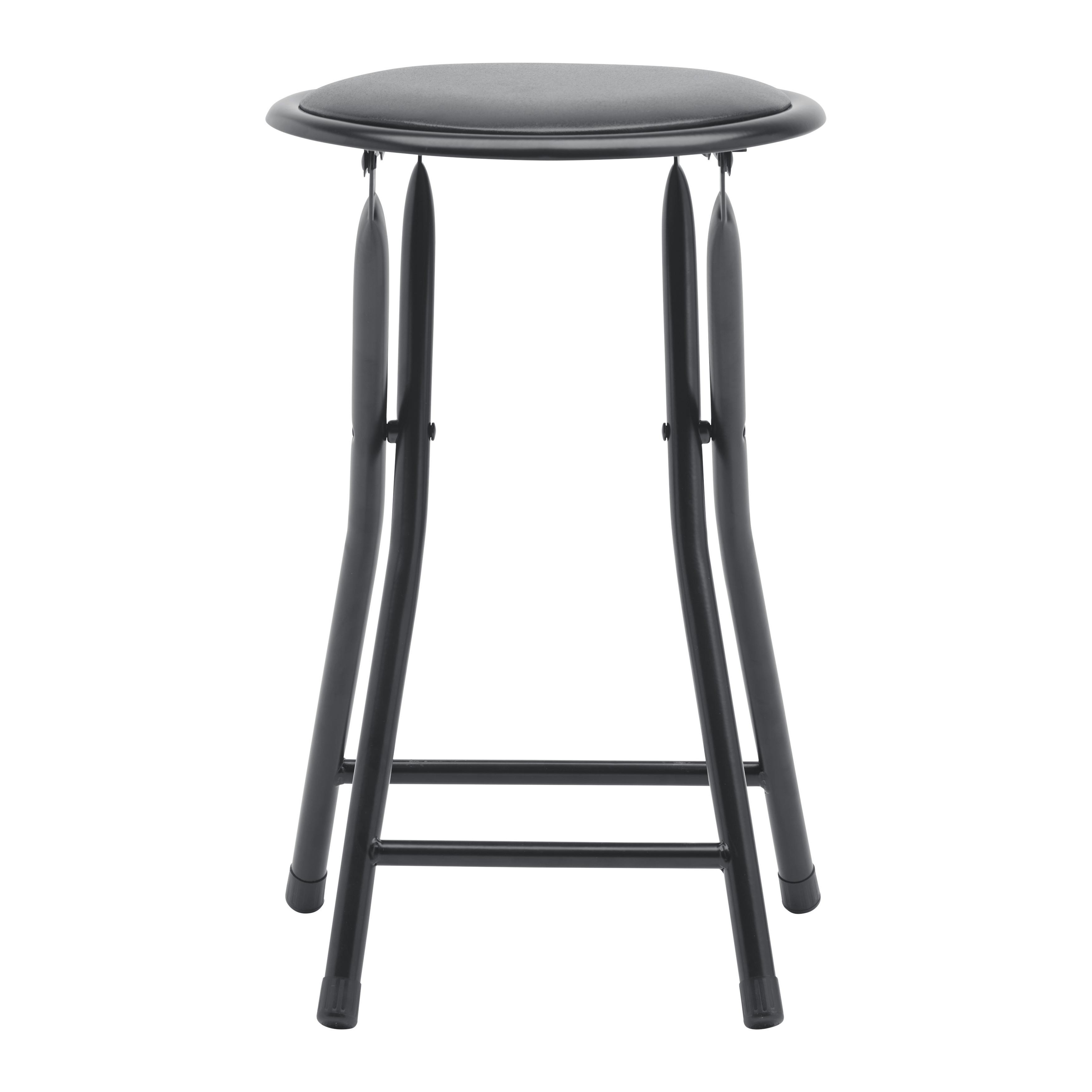 Taburet pliabil RAKI II - negru, Konventionell, metal/textil (30/45cm) - Modern Living