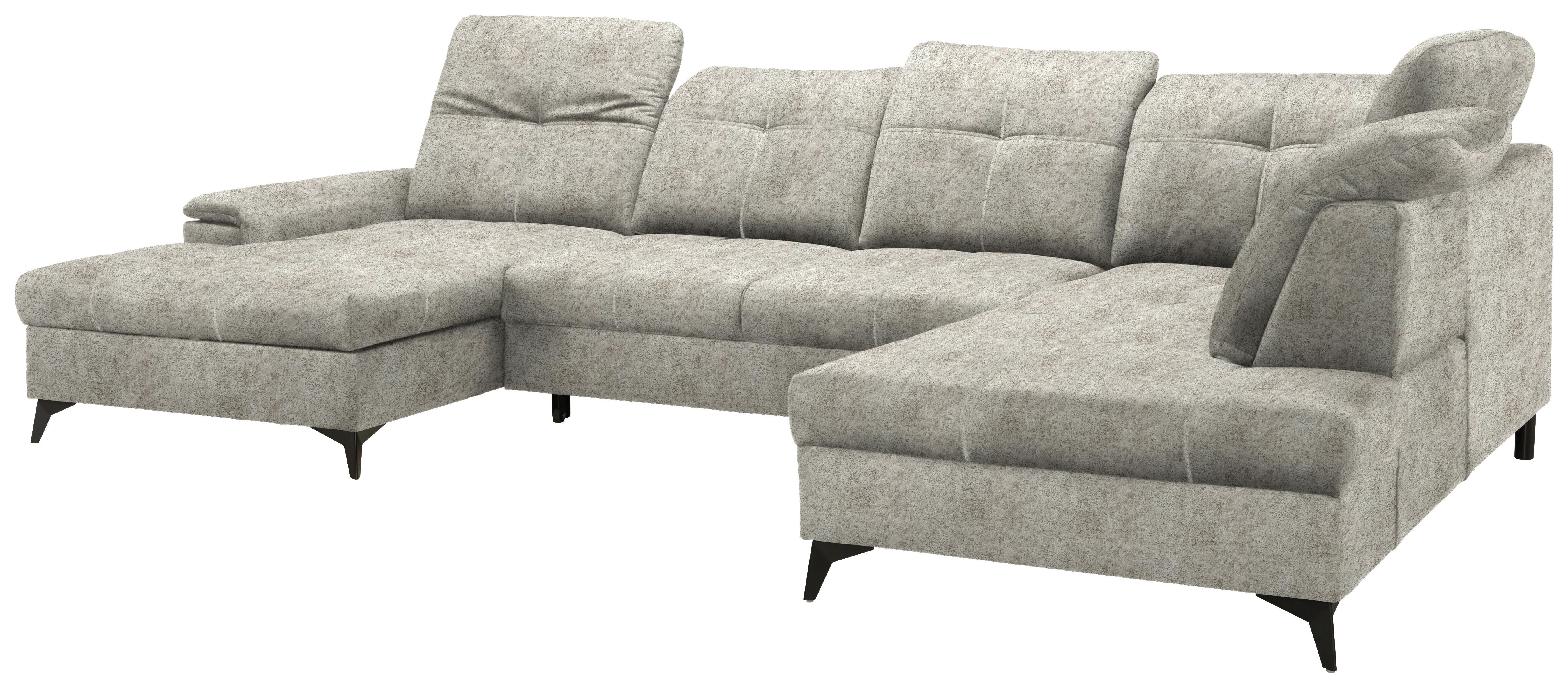 Wohnlandschaft Sierra Taupe - Taupe/Schwarz, MODERN, Textil/Metall (364/90-106/181-230cm) - Mömax