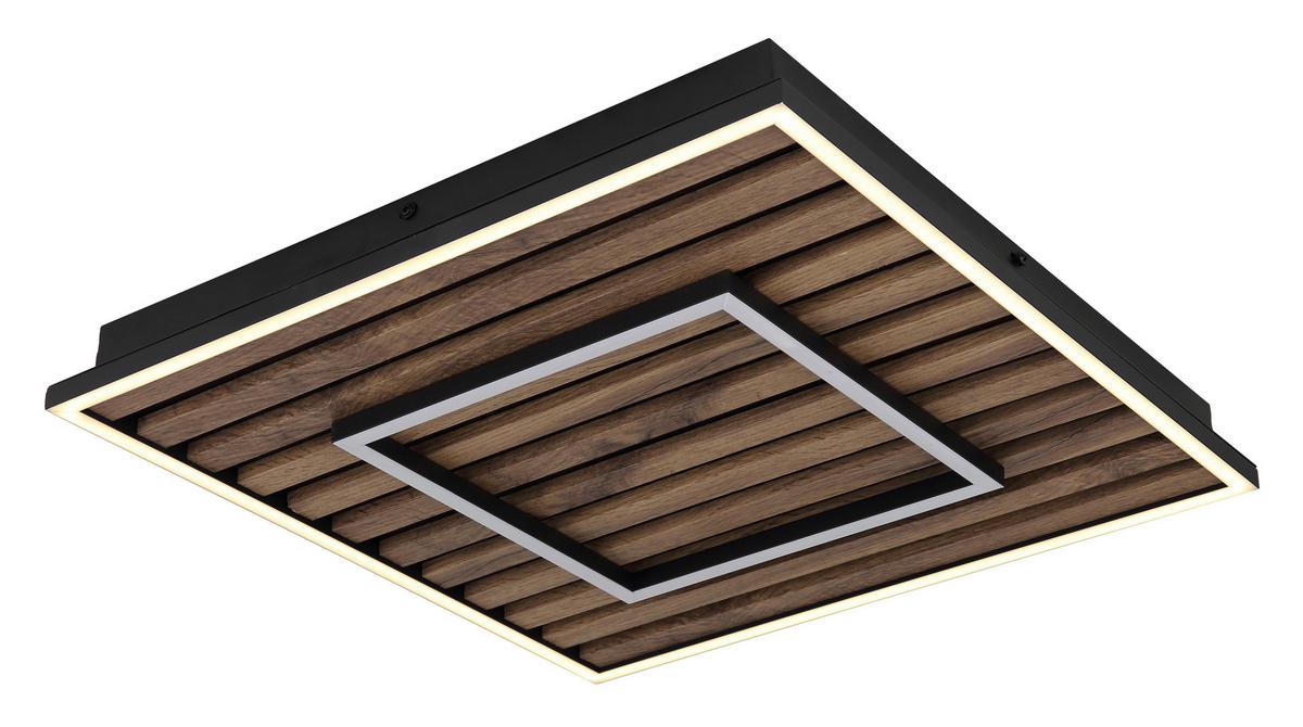 Led Mennyezeti Lámpa 67345d1 Woody - sötétbarna/fekete, Natur, műanyag/faalapú anyag (45/45/6cm) - Globo
