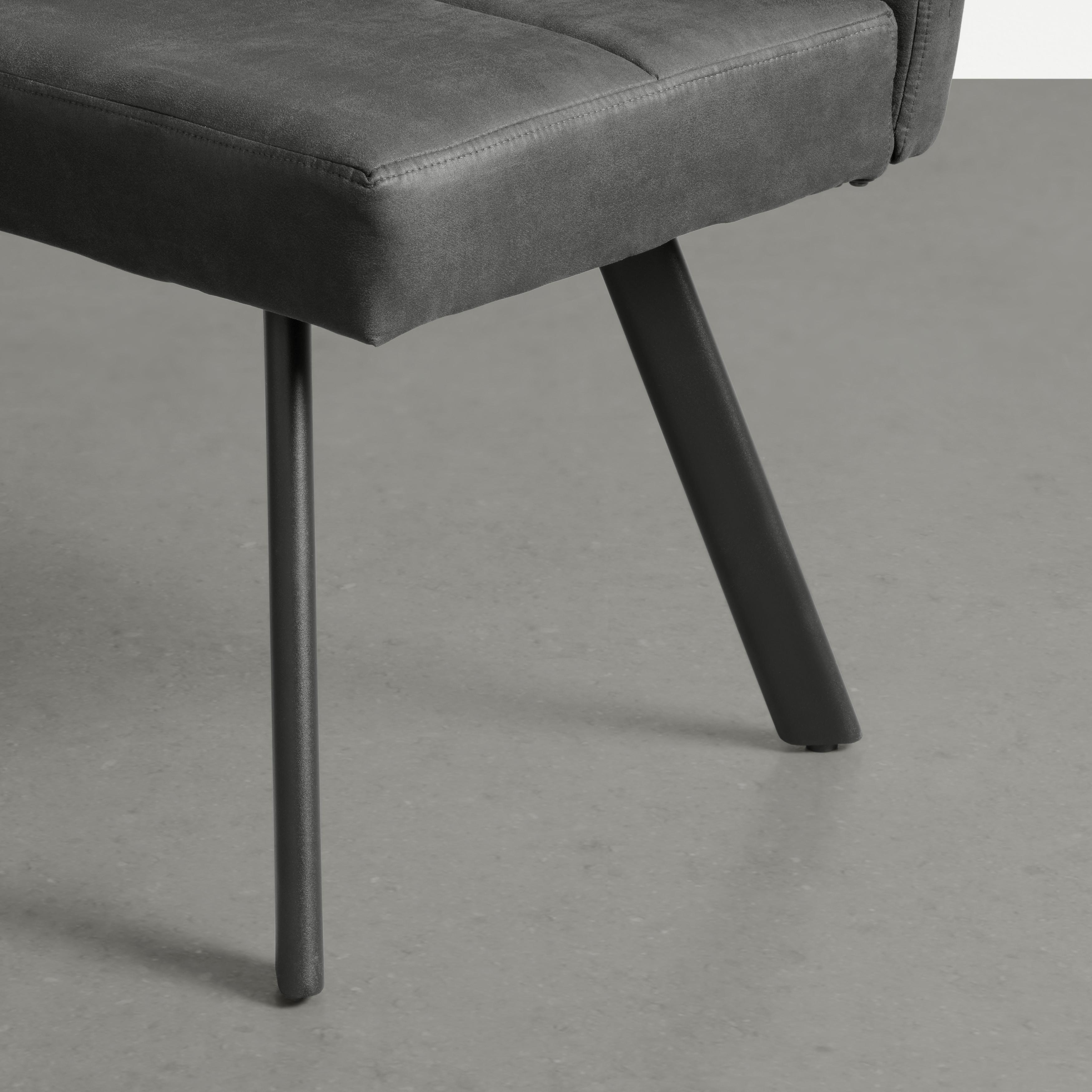 Eckbank Cooper Grau - Schwarz/Grau, MODERN, Textil/Metall (150/85/190cm) - Mömax