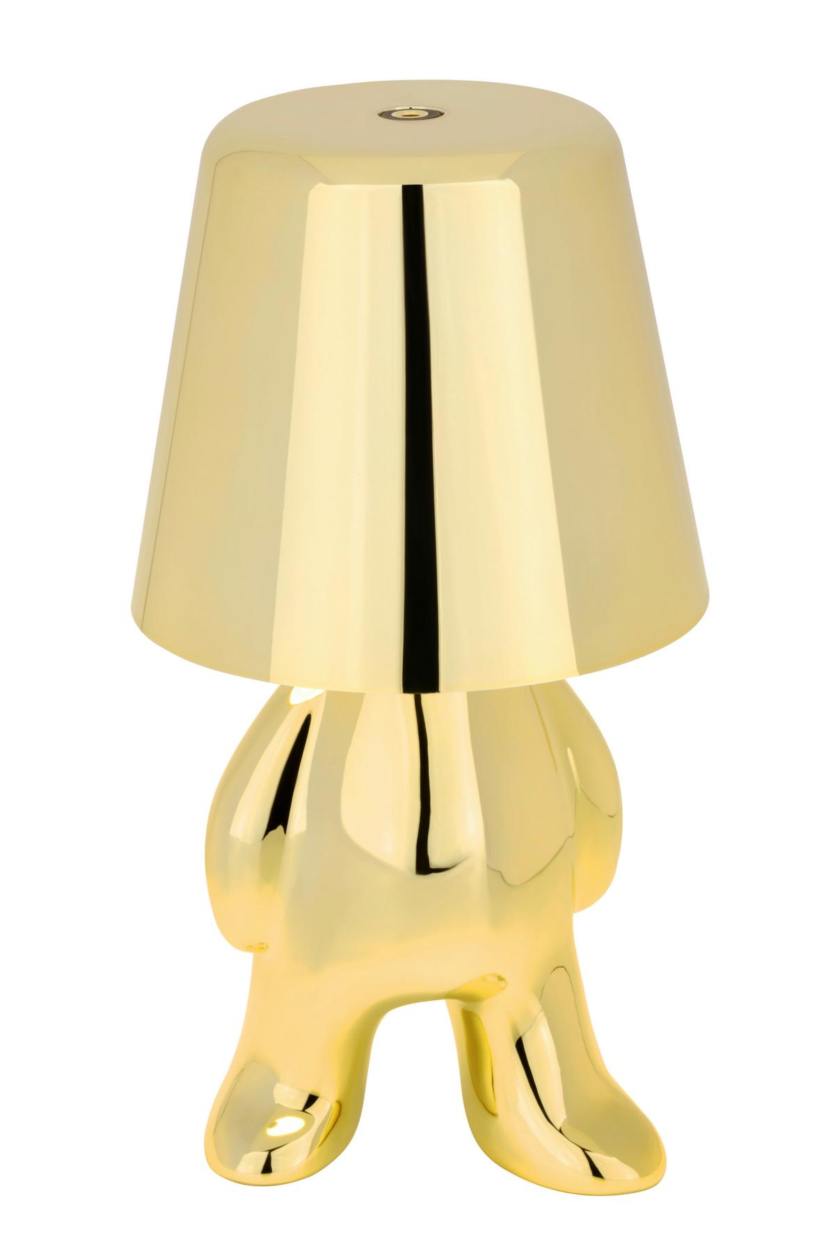 LAMPA STOŁOWA Z AKUMULATOREM BROOKLYN - kolor złoty, Trend, tworzywo sztuczne/metal (9/17cm) - Novel