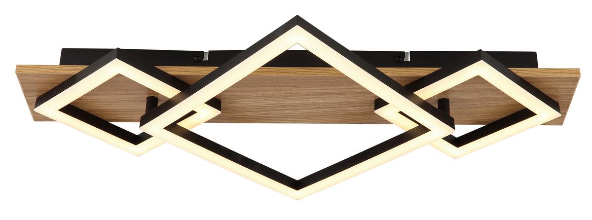 LED-DECKENLEUCHTE 67330-24 BEATRIX I - Dunkelbraun/Opal, Natur, Holzwerkstoff/Kunststoff (52/46,7/6cm) - Globo