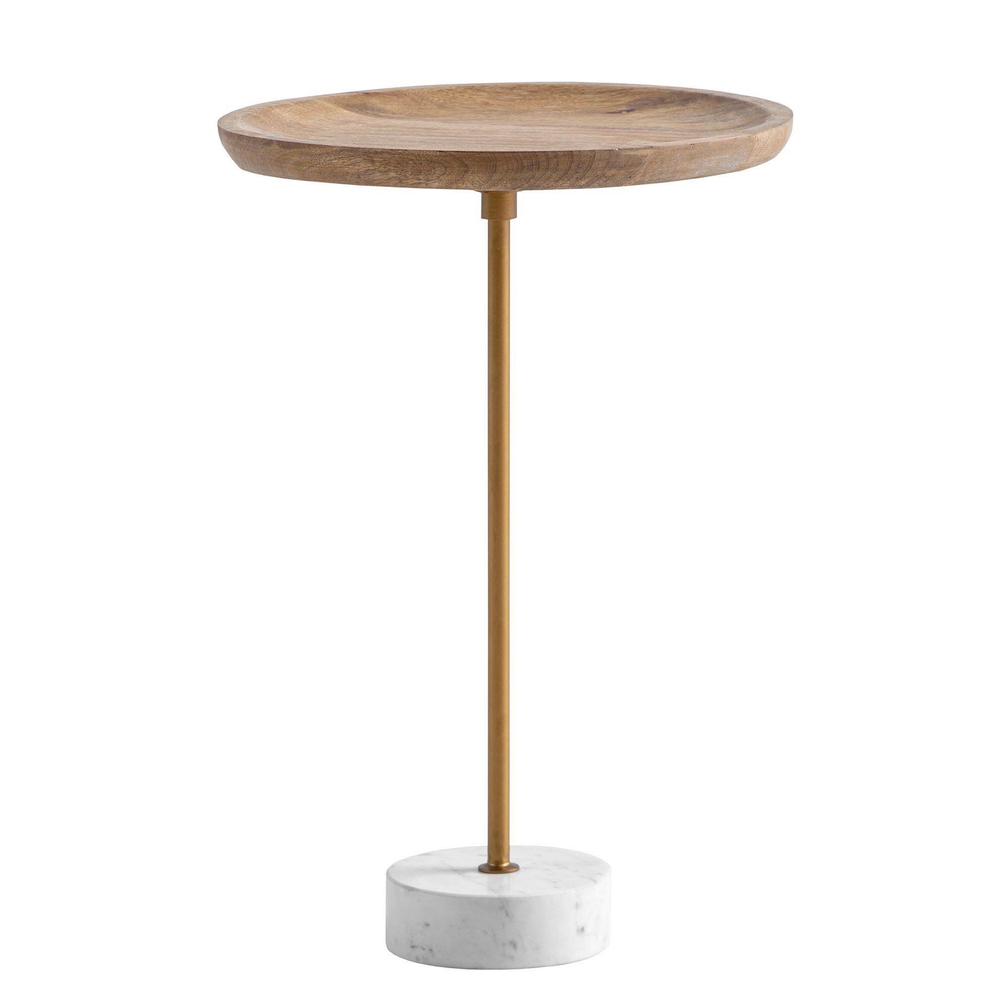 Beistelltisch Echtholz/Goldfarben - Eichefarben/Goldfarben, Design, Holz/Stein (40/40/55cm) - Livetastic