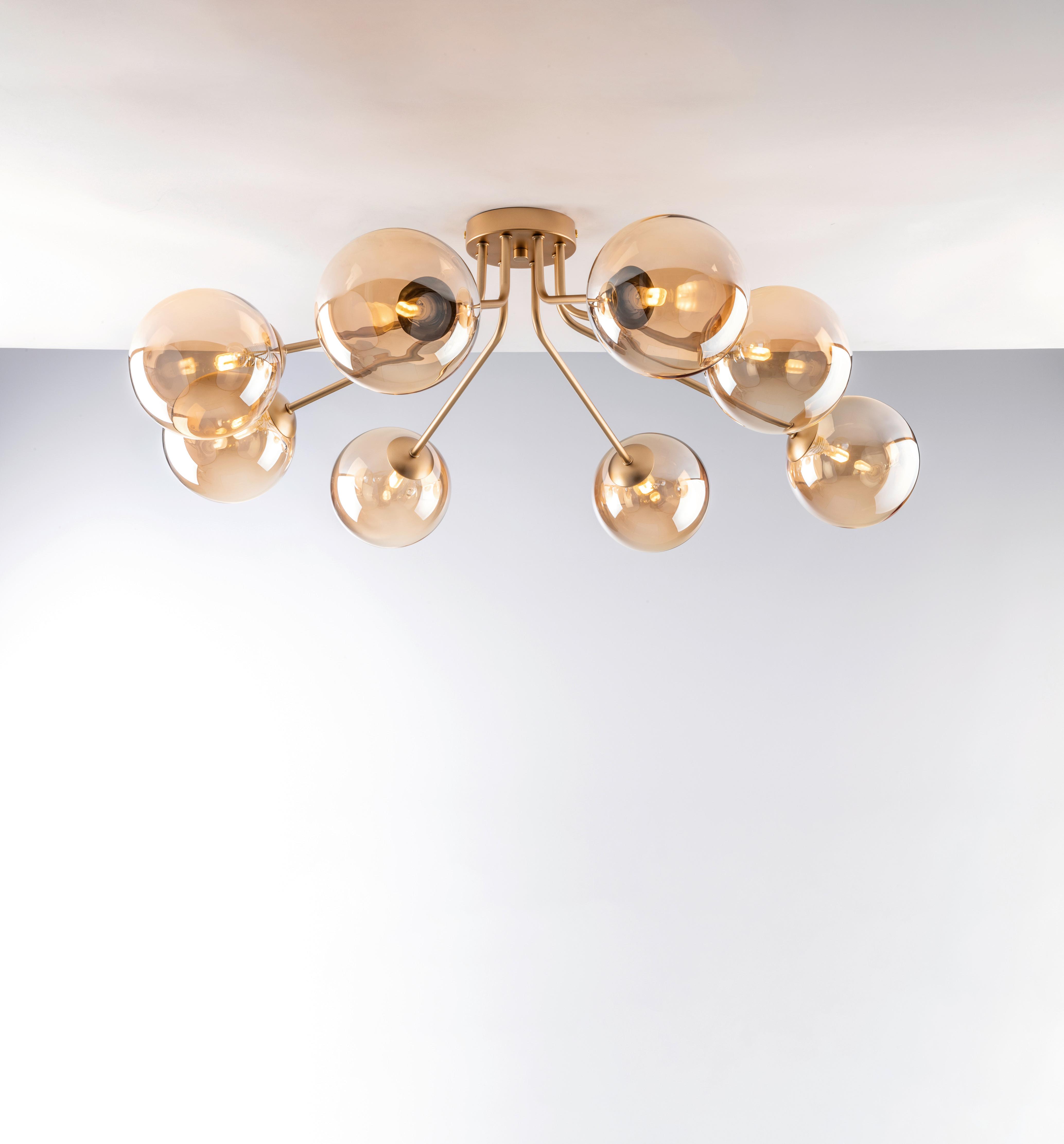 LAMPA SUFITOWA 9120-PL8 GO - kolor mosiężny, Design, metal (88/28cm)
