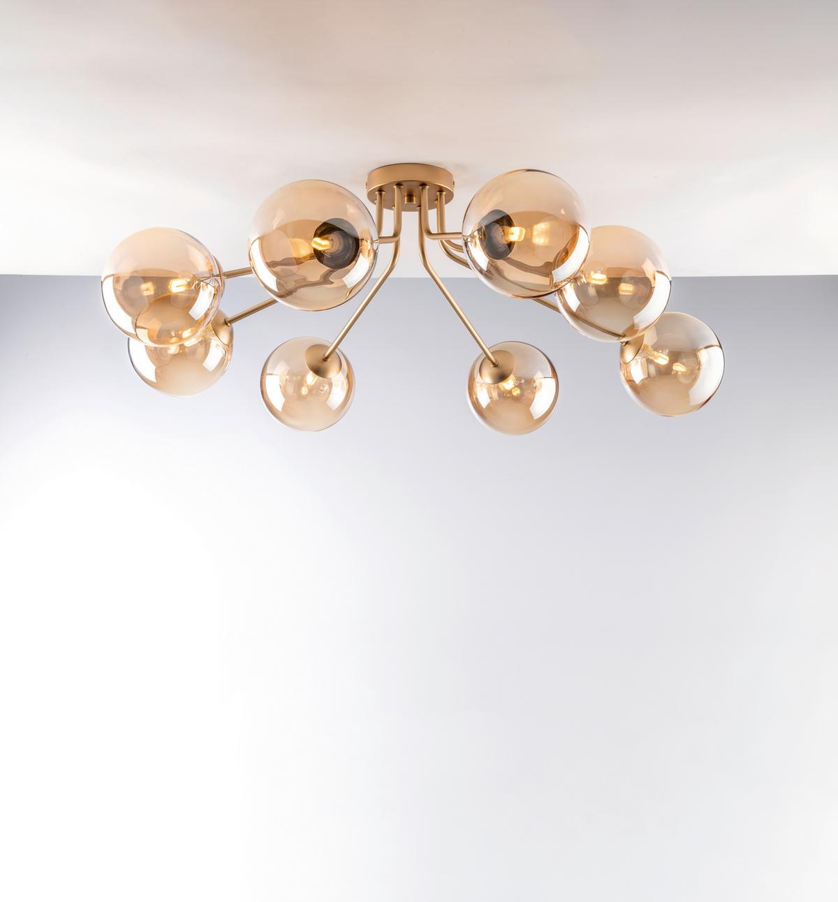 LAMPA SUFITOWA 9120-PL8 GO - kolor mosiężny, Design, metal (88/28cm)