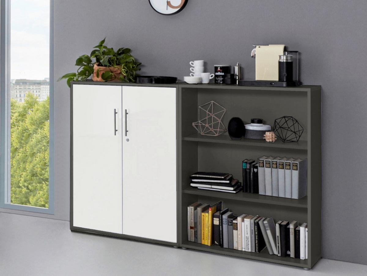 AKTENSCHRANK OFFICE EDITION-SW SET 1 NIEDR. - Anthrazit/Weiß, MODERN, Holzwerkstoff (168,8/113,6/33cm) - MID.YOU