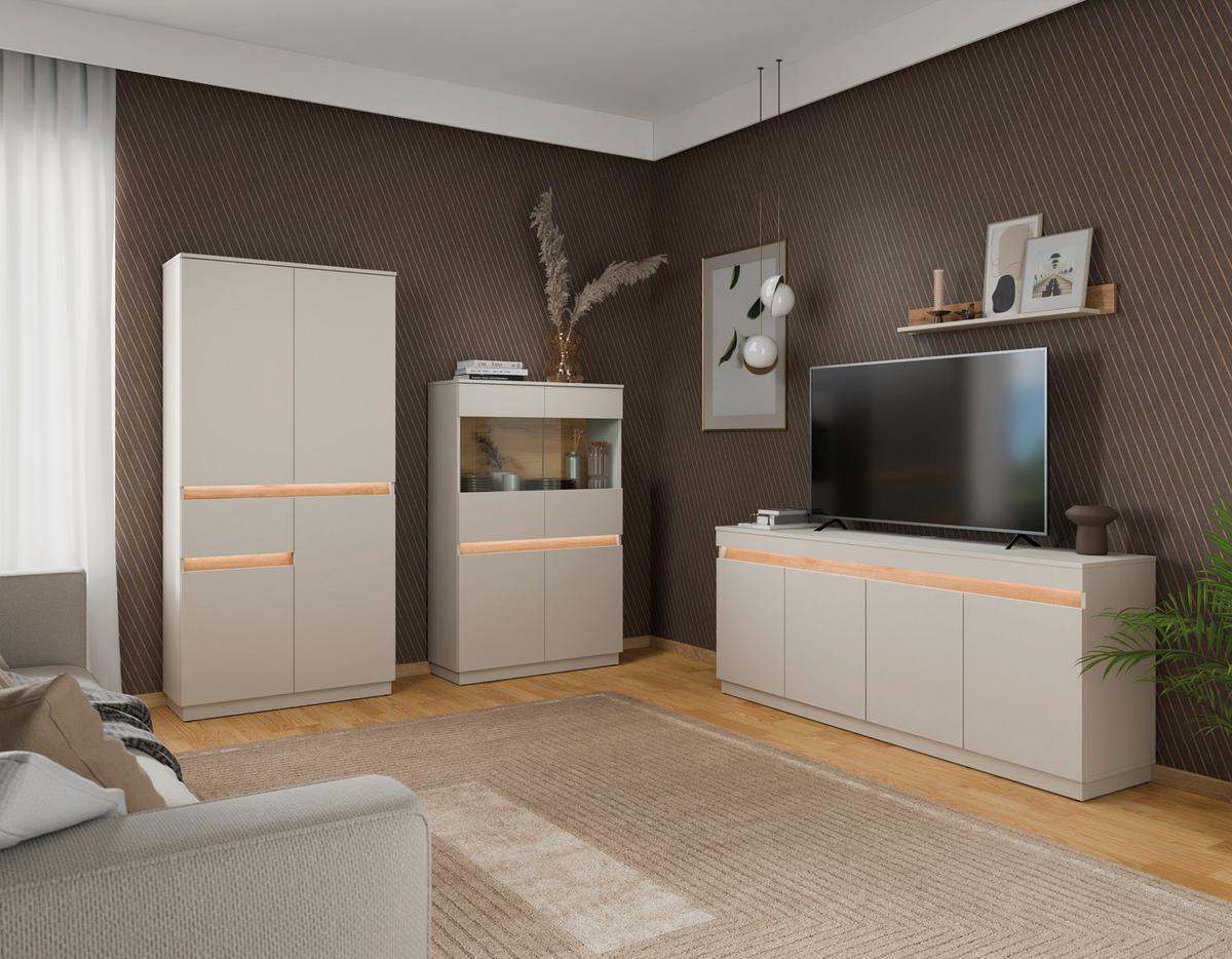 Tv Komoda Samu - kašmir/boje hrasta, Moderno, drvni materijal/plastika (180,2/74/40cm) - Modern Living