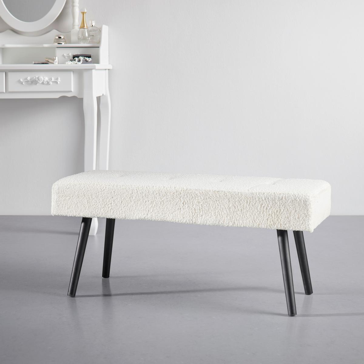 Sitzbank In Weiss - Weiss/Schwarz, Modern, Textil/Metall (100/44/35cm) - Mömax