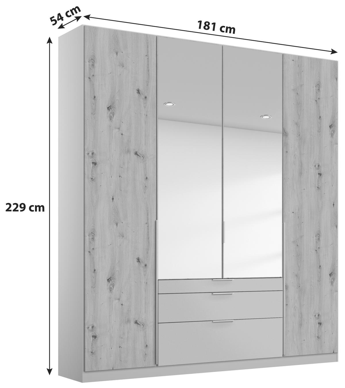 DULAP USI ROTATIVE ALABAMA - argintiu/gri deschis, Modern, material pe bază de lemn (181/229/54cm)