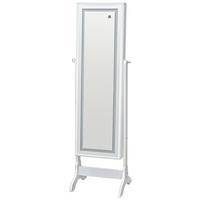 Omarica Za Nakit Miri, Bela, Ogledalo, Led Osvetlitev - bela, Moderno, steklo/leseni material (41/148/37cm) - Mömax