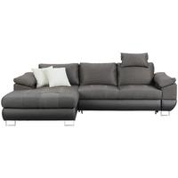 Wohnlandschaft Focus in Grau mit Bettfunktion - Chromfarben/Anthrazit, KONVENTIONELL, Textil/Metall (170/91/117/268cm) - Mömax
