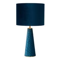Tischleuchte 10501/81/37 Velvet - Türkis/Goldfarben, Design, Textil/Metall (25/47cm) - Lucide