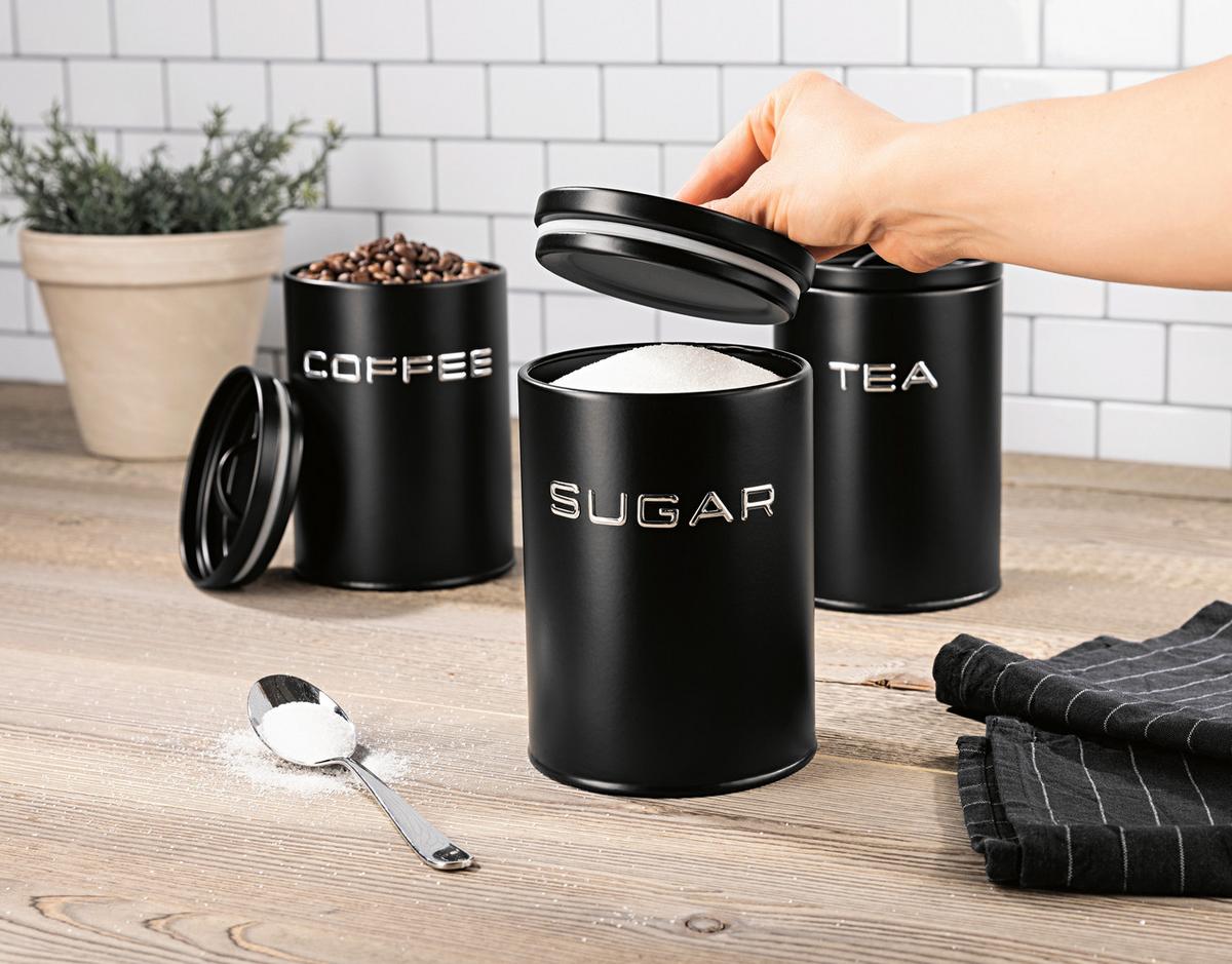 ZESTAW POJEMNIKÓW KUCHENNYCH 14643 - czarny, Basics, metal (23/18/34cm) - GOURMETMAXX