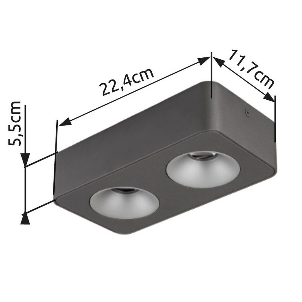LED-STRAHLER 43100-2 - Klar/Dunkelgrau, Design, Kunststoff/Metall (22,4/11.7cm) - Globo