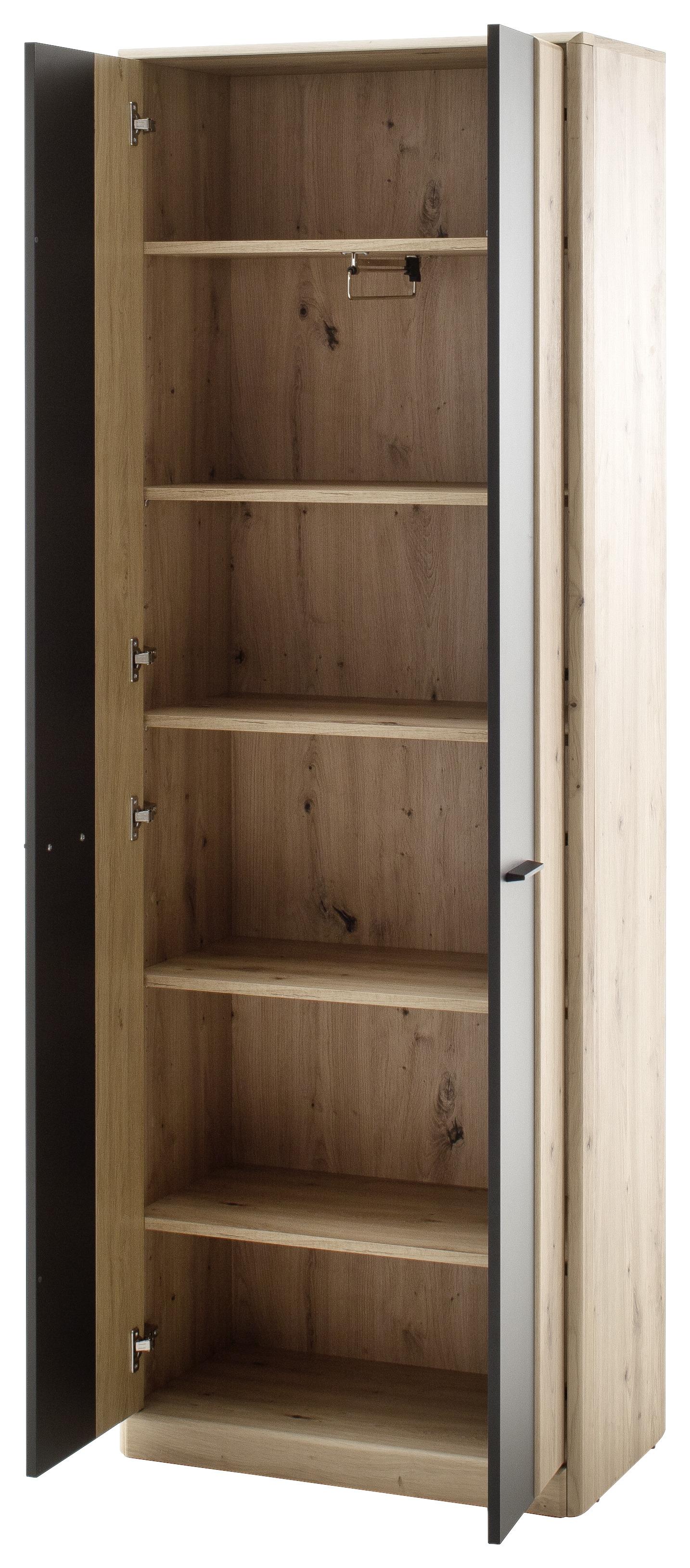 Előszobaszekrény, 2 Ajtós Calais - tölgyfa/antracit, Modern, faalapú anyag/fém (69/198/39cm) - Premium Living