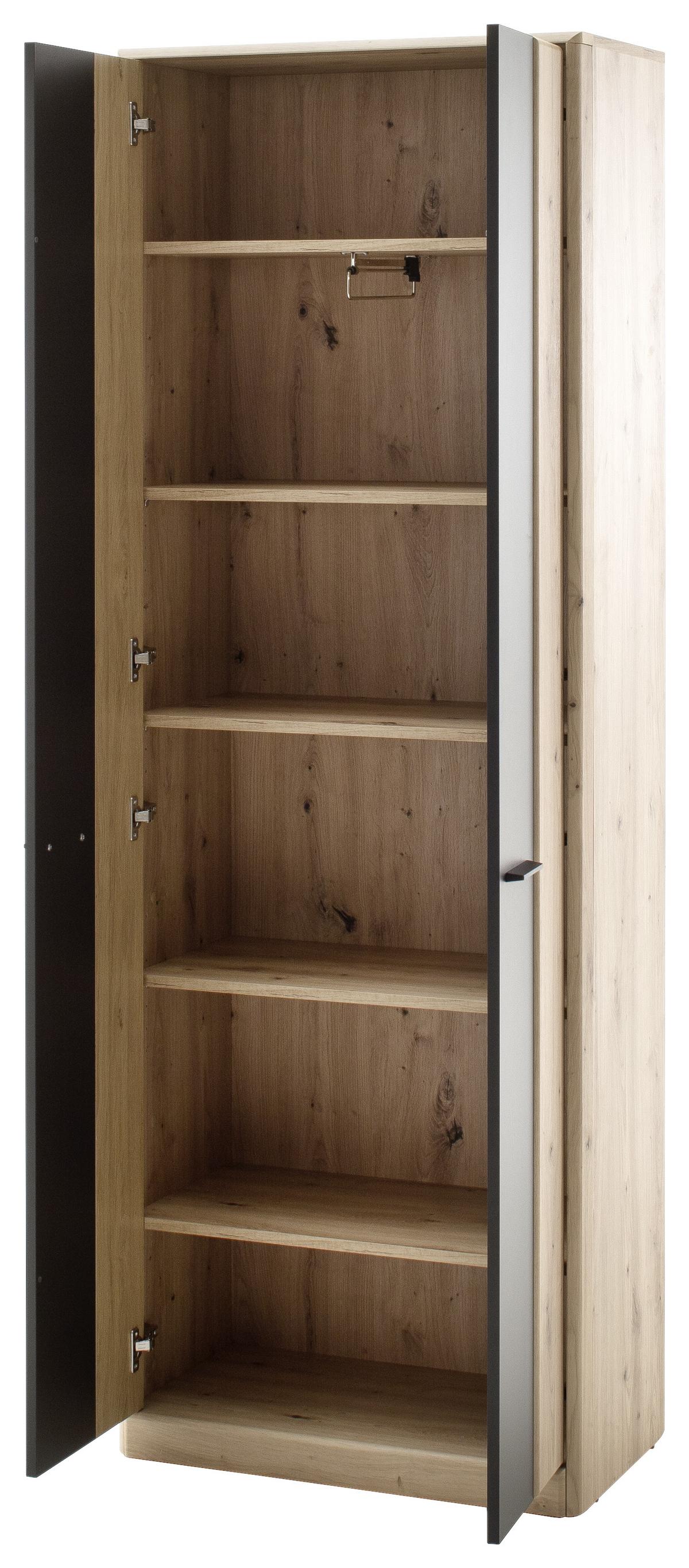 Schuhschrank in Grau/Eichefarben - Eichefarben/Anthrazit, MODERN, Holzwerkstoff/Metall (69/198/39cm) - Premium Living