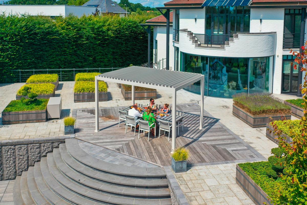 Pergola Deluxe ca. 400x250x300 cm Grau - Grau, LIFESTYLE, Metall (400/250/300cm) - Gardenson