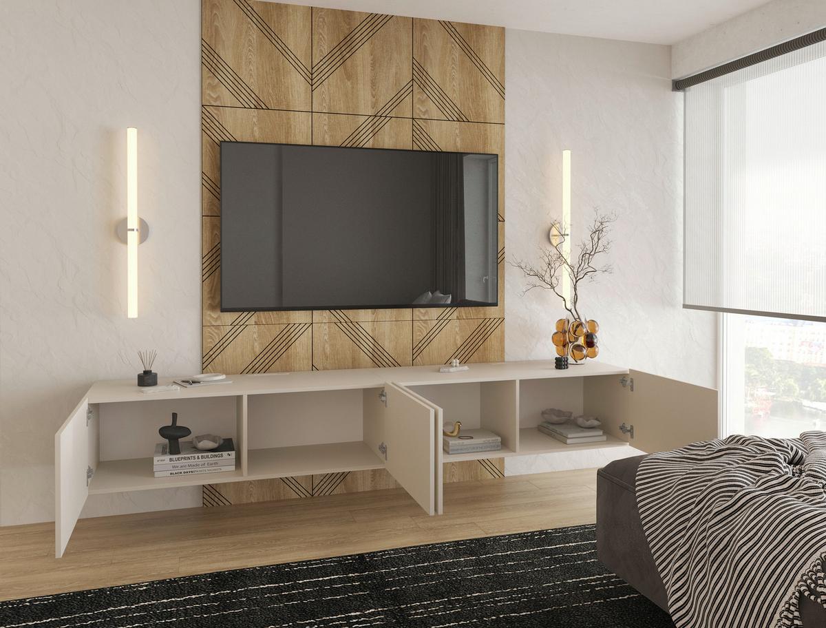 KOMODA NISKA NEWNIQ - kaszmir, Design, materiał drewnopochodny (240/36,7/45cm) - Hom`in