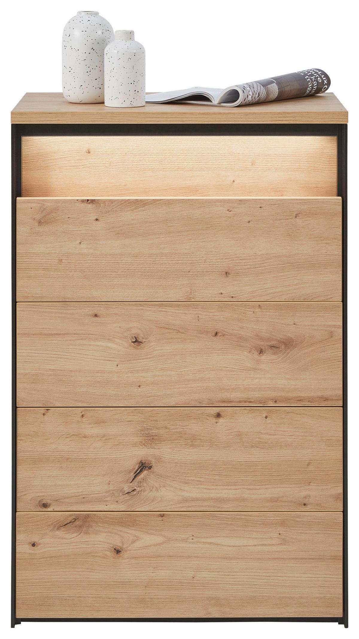 KOMODA EDRA - czarny/dąb artisan, Konventionell, materiał drewnopochodny (58/88/38cm) - Voleo