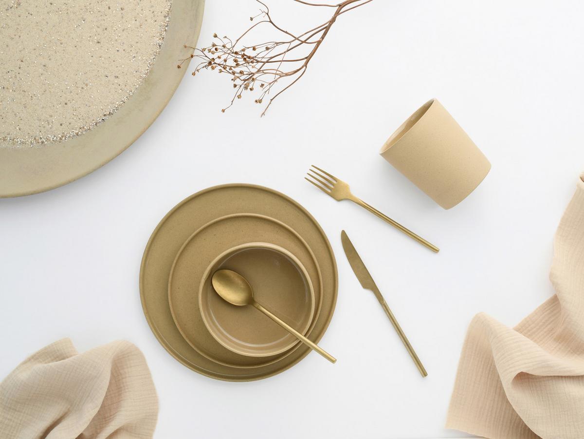 Set Skodelic Futuro Sand, 4-Delni - svetlo rjava, Basics, keramika (500ml) - Creatable