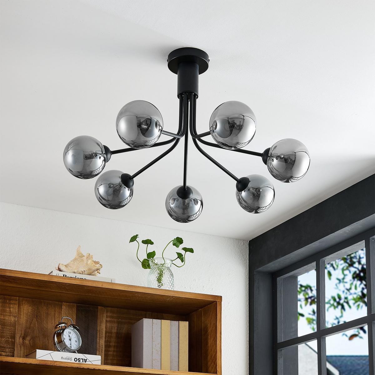 LAMPA SUFITOWA WIDNES - ciemnoszary, Design, metal/szkło (65/40cm) - Novel