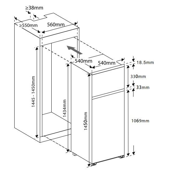 Kühl-Gefrier-Kombination EKHTMFSE Schlepptürtechnik - Weiß, Basics, Glas/Kunststoff (54/145/54cm) - Mican
