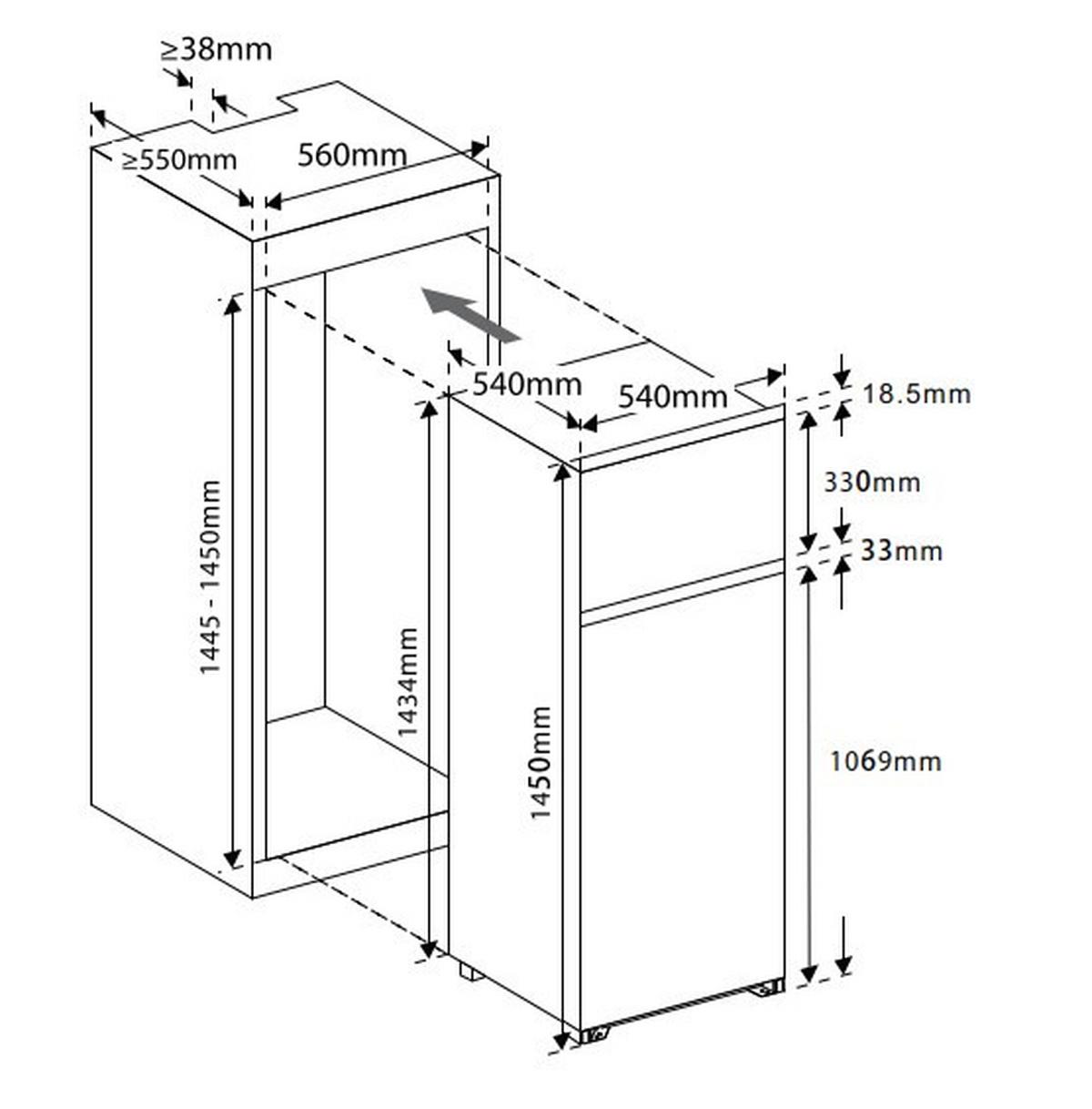 Kühl-Gefrier-Kombination EKHTMFSE Schlepptürtechnik - Weiß, Basics, Glas/Kunststoff (54/145/54cm) - Mican
